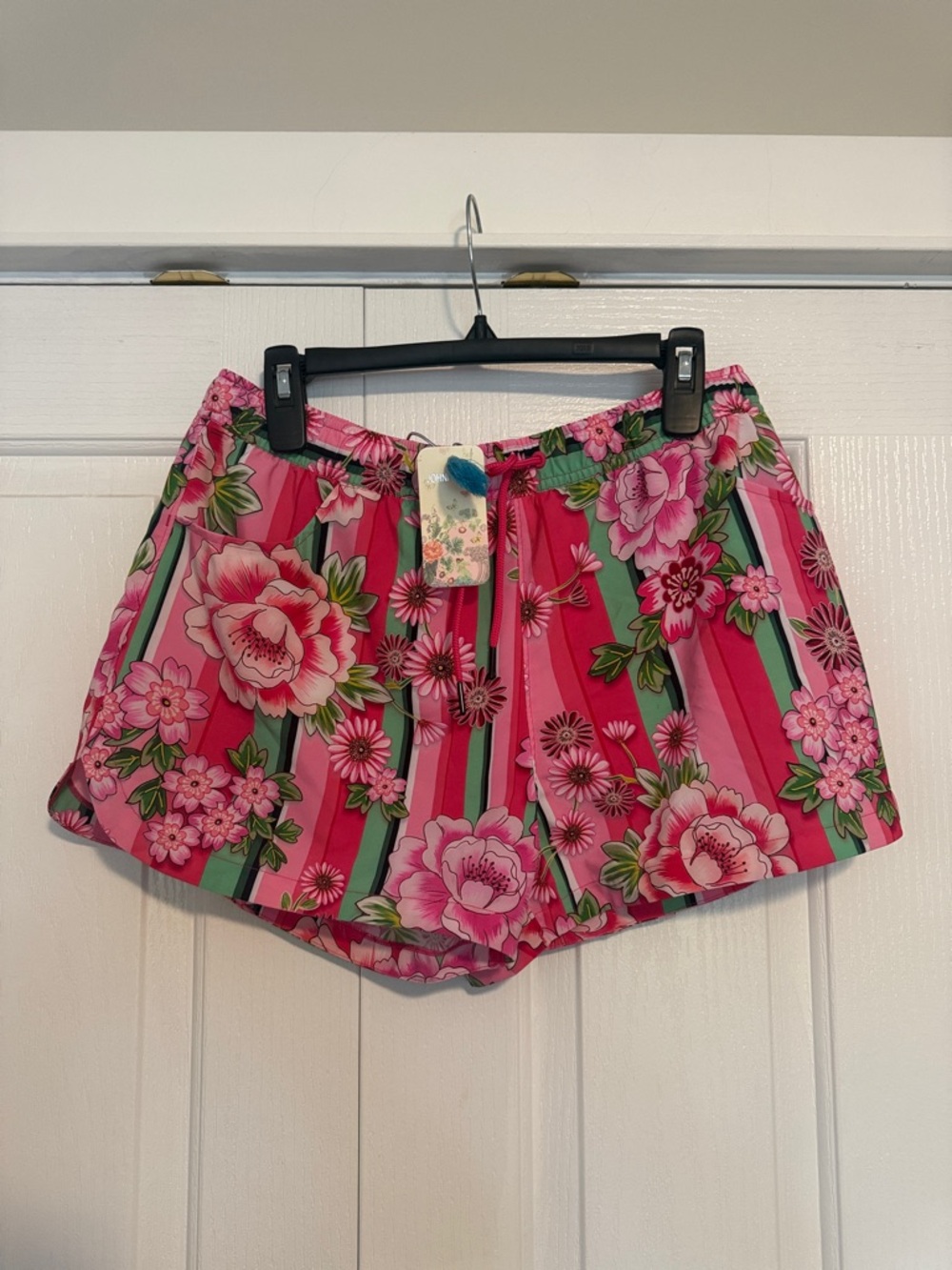 Women’s Pink Floral Drawstring Board Shorts